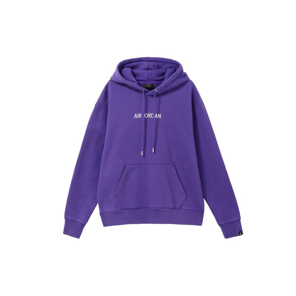 Jordan Solid Color Hooded Sweatshirt with Brand Logo and Drawstring Men Sweatshirt Dark-Purple DV6464-514