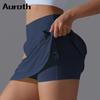 Auroth женские короткие юбки для йоги с карманами эластичные тонкие спортивные юбки с высокой талией черные летние популярные юбки для девочек