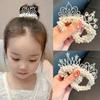 Fashion Simulation Pearl Crown Princess Elastic Rubber Hair Bands Children Girls Hair Ties Headwear Hair Accessories