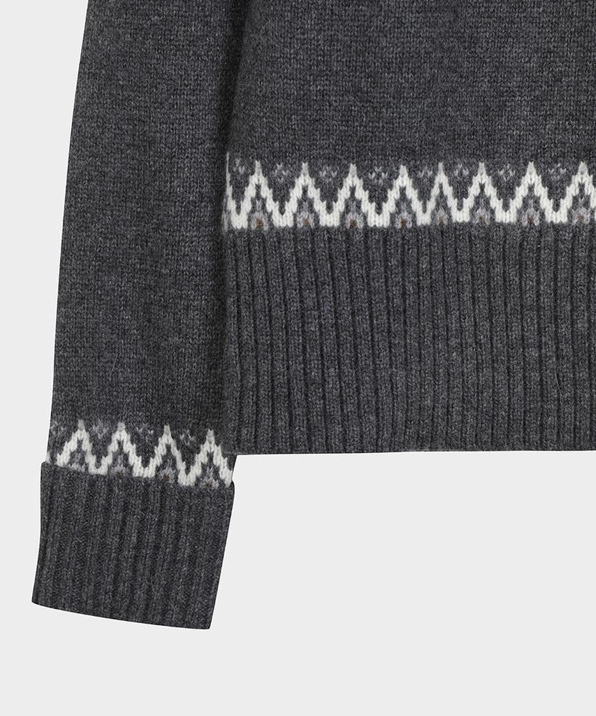 BROOKS BROTHERS Alpaca Fair Isle Turtleneck Sweater (Grey) (Bbwuwm3752Wew)
