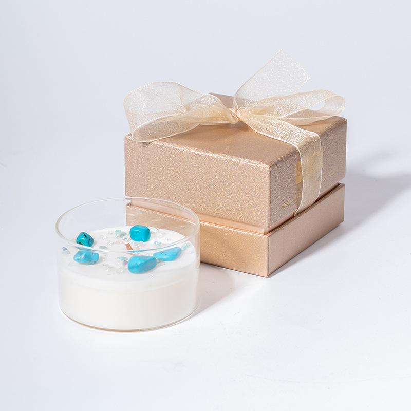 Прозрачная стеклянная подарочная коробка-сувенир высокого класса с долговечным ароматом, ароматическая свеча с ароматом натурального кристалла
