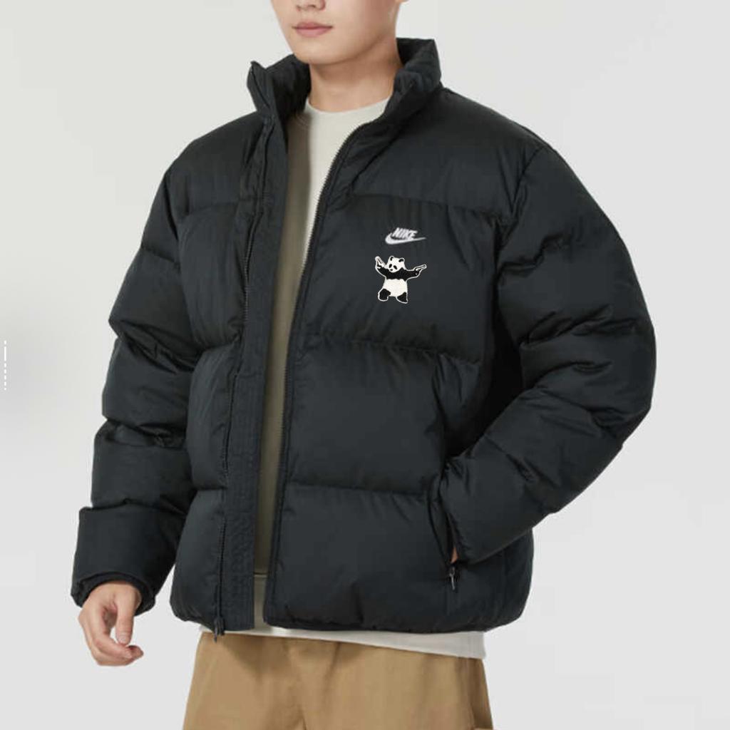Nike Клуб Therma-FIT Вышивка панды Удобная Теплая Стойка Воротник Свободный Длинный Рукав Пуховик Мужская Куртка Черный FZ5029-010(TEAM378-XMCC-X1)