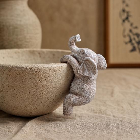Flower Pot Figurine Elephant Ornament Unique Table Shape Decorative Carved Decoration for Home