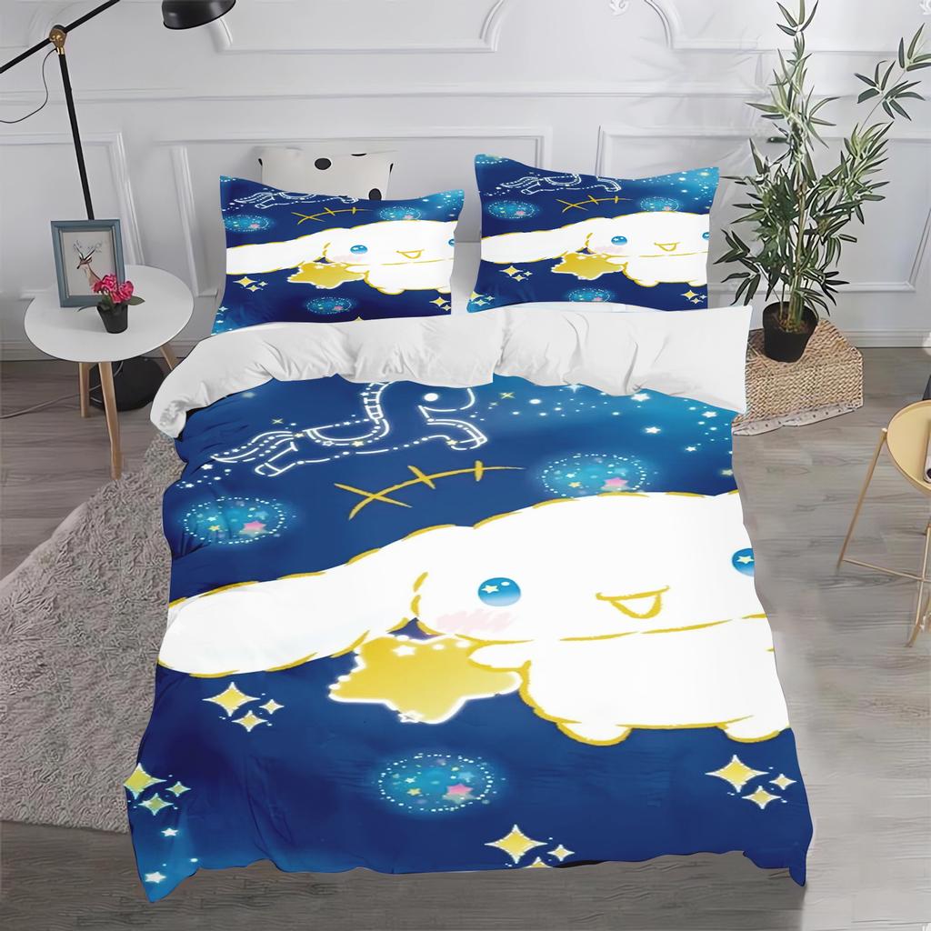 Cinnamon Dog Sanrio Twin Size Bedding Sets Duvet Cover 3-Piece Set 1 Quilt Home Polyester Comforte Luxury Anime