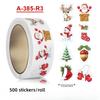 Рулон рождественских наклеек 500 шт. - Санта, Пряничный человечек, Елки, Подарки - Водонепроницаемые - для упаковки подарков, открыток, украшения вечеринок