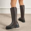Осень и зима LZD поставка повседневные средний каблук плоская подошва большой размер универсальный однотонный высокие сапоги