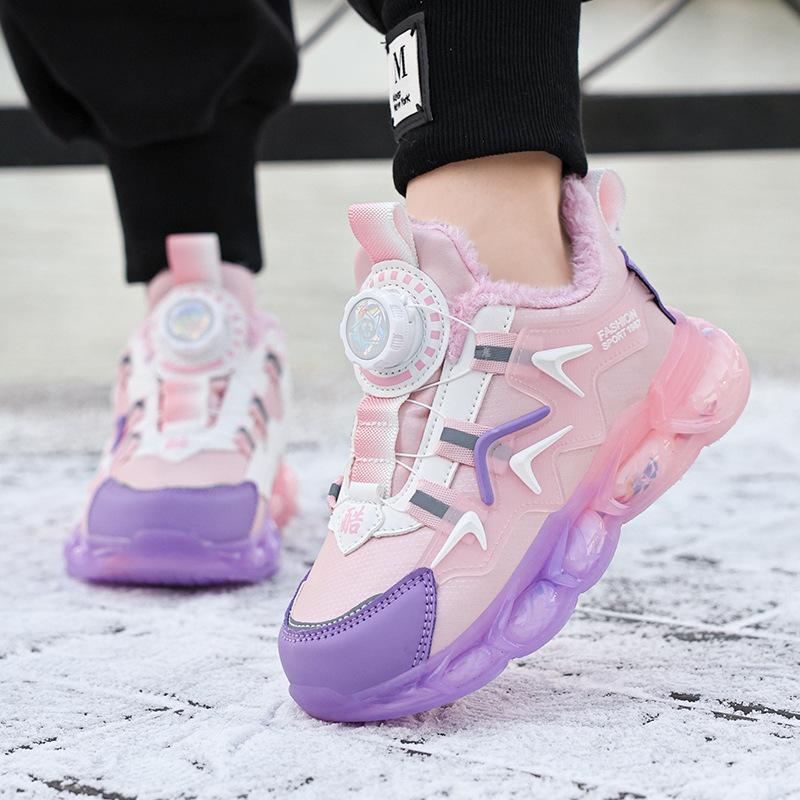 Детская большая хлопковая спортивная обувь зима новая обувь из хлопка с бархатной подкладкой для мальчиков холодная и теплая кожаная повседневная обувь