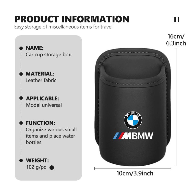 BRHE9 Car Door Water Cup Holder Back Seat Drink Rack Leather Storage Box For BMW X3 X5 M5 M3 E46 E90 E60 F10 E39 F30 E36 G30 E87 E70
