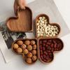 Wooden Tray Multi-purpose Snack Nut Tray Stackable Heart-Shaped Serving Tray Dining Table for Household