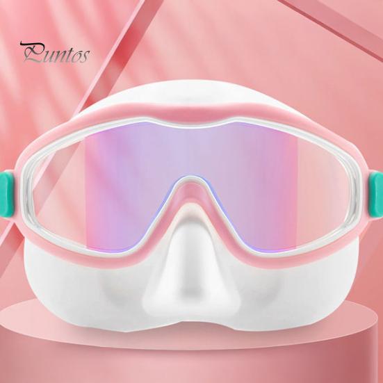 Kids Swim Goggles with Nose Cover Anti-Fog UV Protection Diving Face Guard Wide-Angle Lens No Leak Pool Goggles for Kids Age 3-15