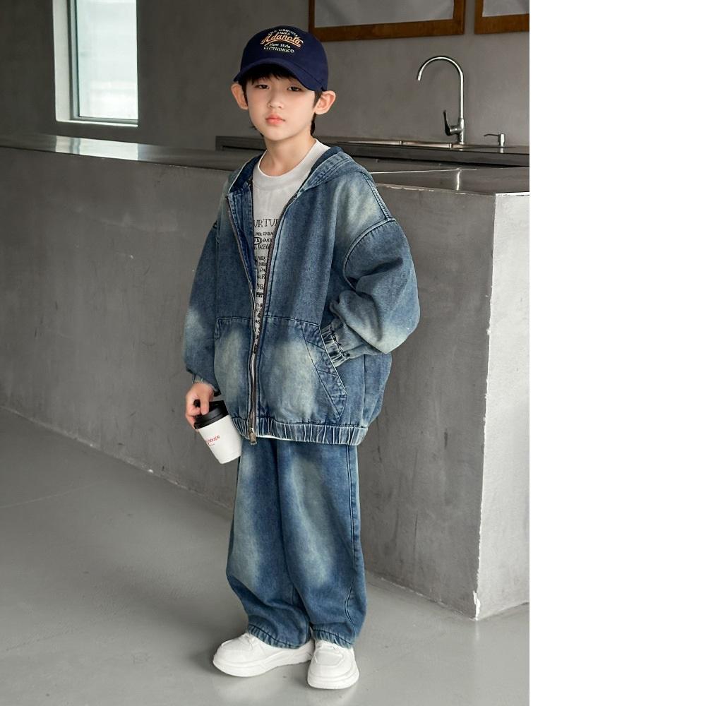 Boys Spring Denim Suit Big Children's Spring Jacket Two-piece Boy Spring and Autumn Clothing Suit