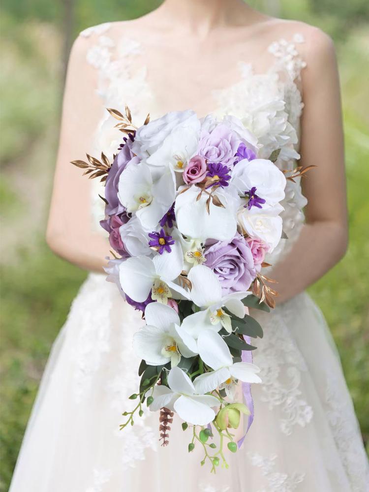 1шт искусственный букет каскадные искусственные цветы свадебные букеты для невесты свадебные букеты для невесты для свадебной церемонии и годовщины