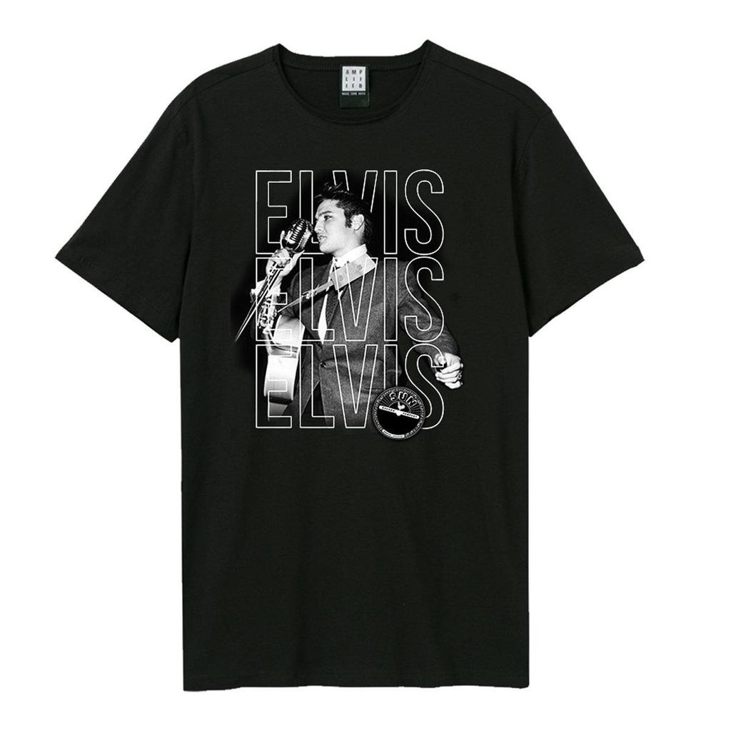 Amplified Unisex Adult Triple Logo Sun Records & Elvis T-Shirt