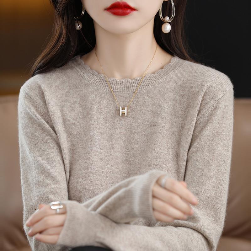 INDFS Женская мода Повседневный Осень Зима Однотонный Принт Длинный Рукав О-Образным Вырезом Свитера