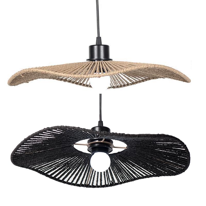 Барная бумажная веревка из ротанга, плетеный абажур ручной работы без лампочек, подвесной светильник в форме диска