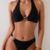 2025 European & American Solid Halter Tie-Up Bikini