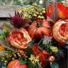 Artificial  Wreath Front Door Punkin Rose Berry Branches Mixed Leaves Thanksgiving Wreath  Door Wreath For Halloween Thanksgiving Indoor Outdoor