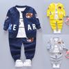 Детская одежда, костюм из 3 предметов для маленьких мальчиков, осенний кардиган + футболка с длинными рукавами + брюки, верхняя одежда