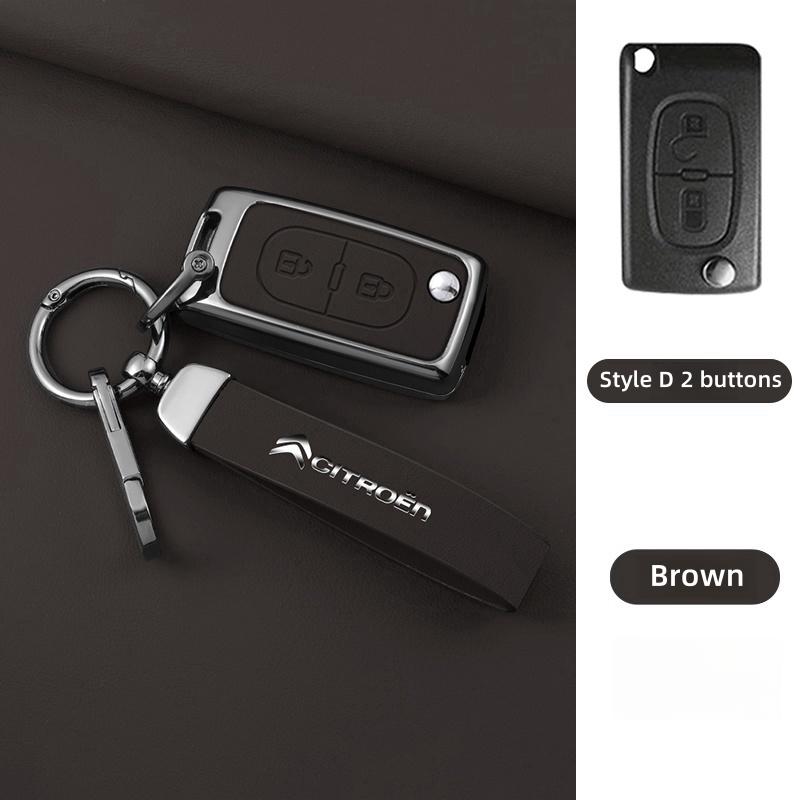 YKFEA1 Zinc Alloy Leather Car Key Case Cover For Citroen C1 C2 C3 C4 C5 C6 C4L Berlingo Picasso Jumpy Nemo Aircross Sega C5 X VTS C3 XR
