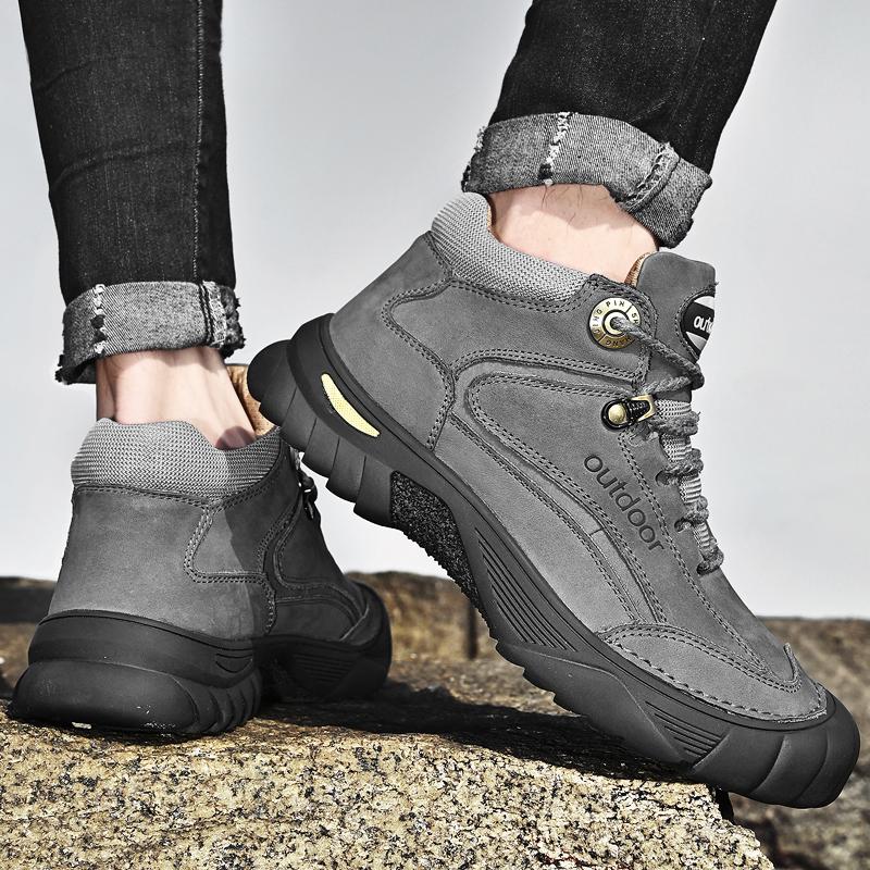 Мужские ботинки для снегоступов из коровьей кожи, нескользящие спортивные ботинки для активного отдыха, утолщенные высокие ботинки для альпинизма, короткие мужские ботинки для активного отдыха