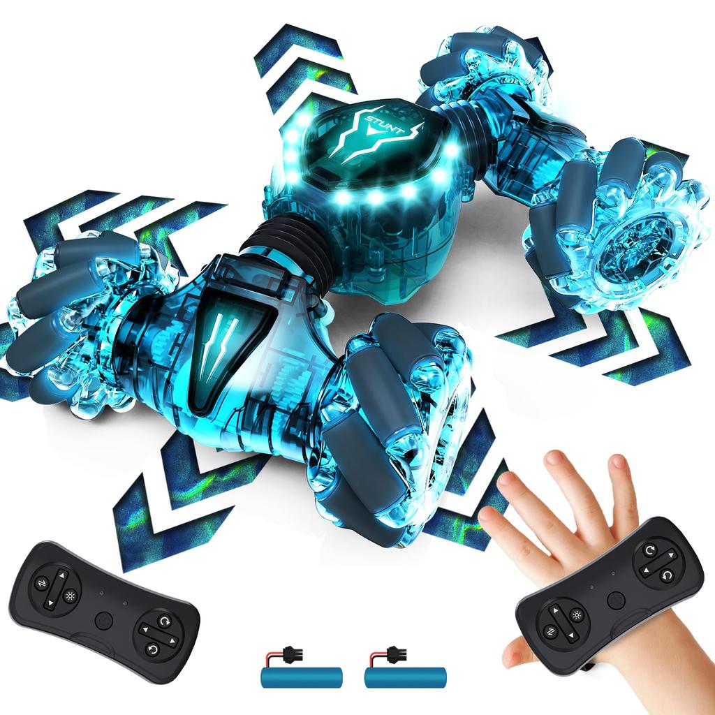 Tecnock RC Gesture Stunt Car for 4WD LED USB Remote Control RC Car Birthday Gift for Technock Car, Control, Kids, Double-Sided Driving, 360° Rotation,