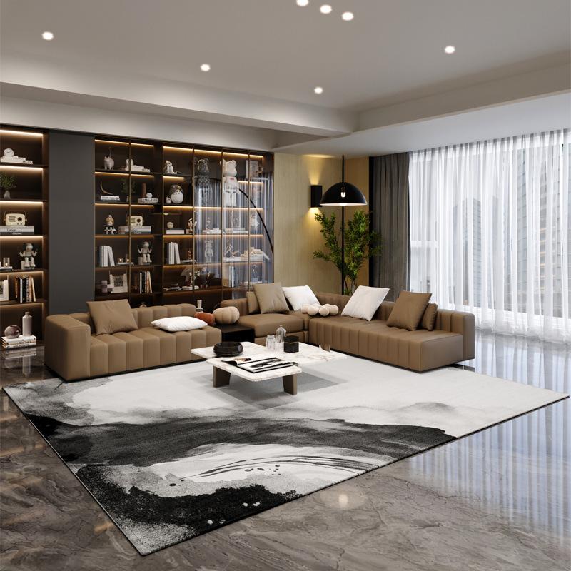 Скандинавский Черно-Белый Геометрический Ковер Нескользящий Ковер Высокой Плотности для Современной Гостиной Спальни Офисного Декора