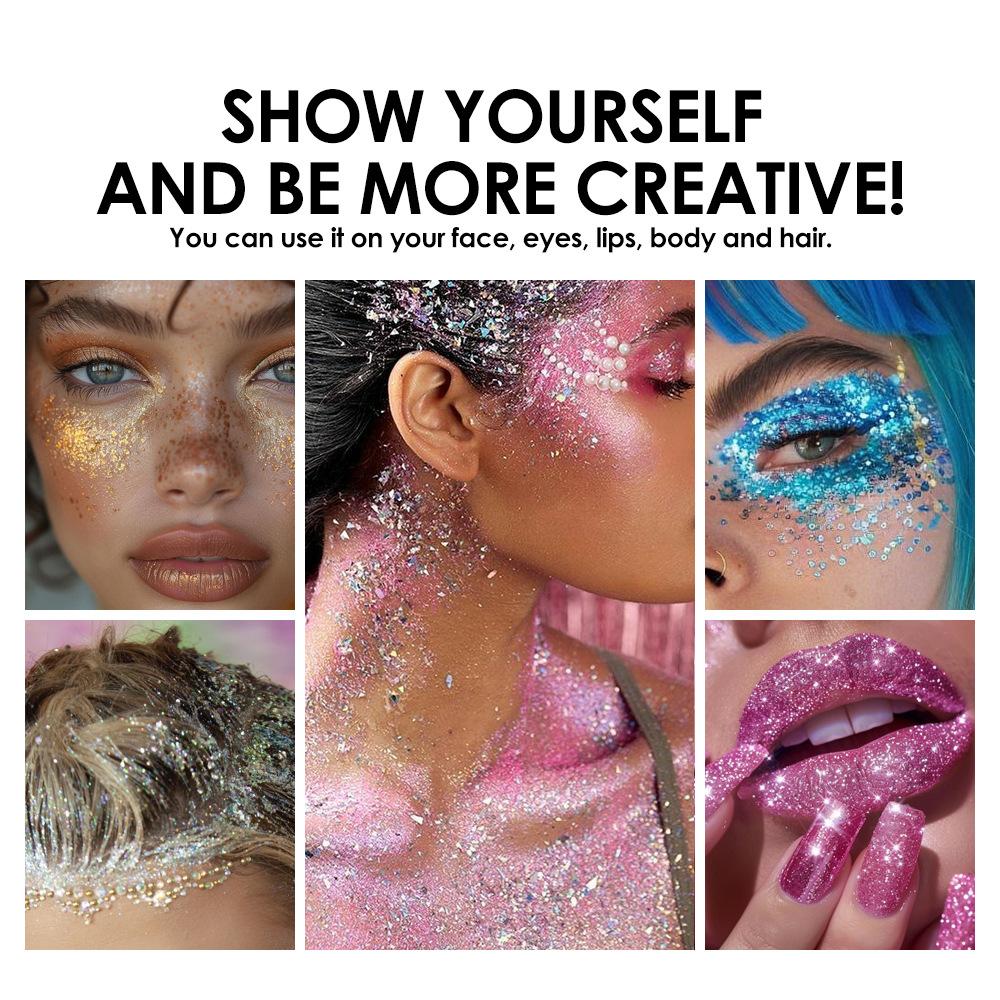 6 Color Sequins Glitter Gel Stick White Silver Pink Eyeshadow Face Body Painting Brighten Stage Makeup Flash Loose Sequins Cream