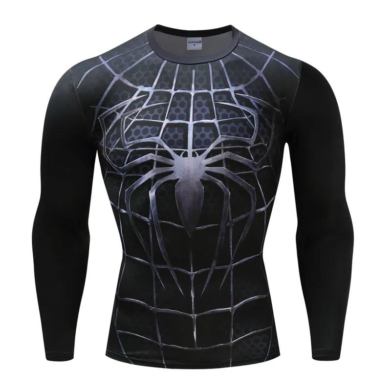 Аниме 3D футболки с принтом мужские компрессионные рубашки с длинным рукавом тренажерный зал фитнес бег тренировки быстросохнущие плотные футболки топы футболки