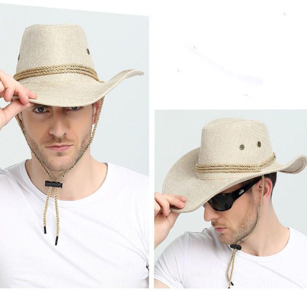 Beach Cap Western Cowboy Hat Wide Brim Beach Sunscreen Cap Simple Summer Sun Hat  Beach