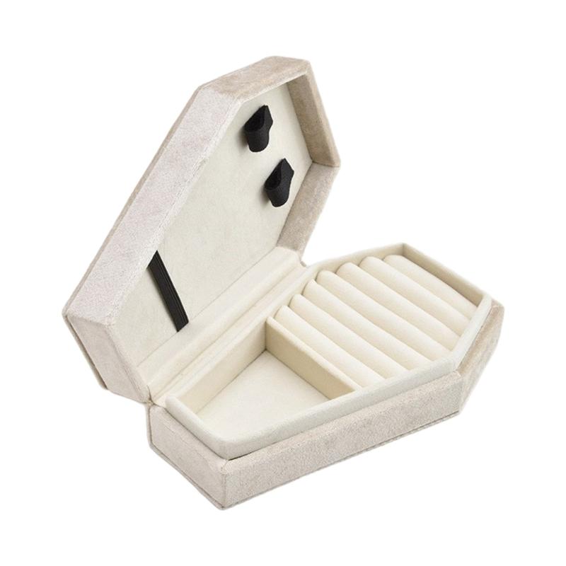 Coffin Shape Jewelry Display Box Portable Jewelry Organizer Box Necklace Earring Display Case Rings Holder Trinket Box