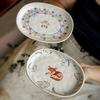 Креативная овальная тарелка 6,5 дюйма, тарелка из грубой керамики, высококачественная тарелка для десерта, милая маленькая тарелка для овощей, экспорт