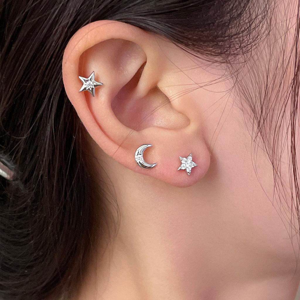 Серьги-гвоздики в форме звезд из стерлингового серебра 999 пробы, изысканные женские серьги-гвоздики в форме лунной кости, новые серьги для сна