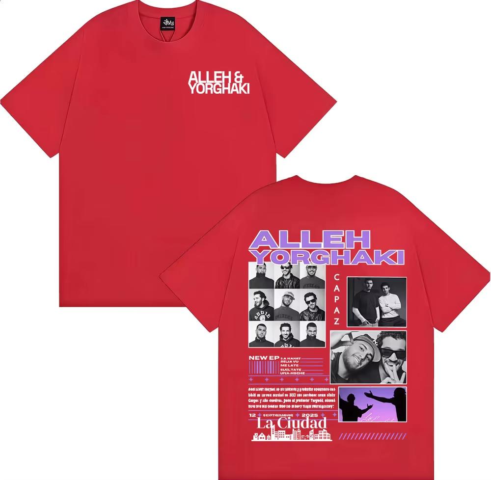 Rapper Alleh Yorghaki La Ciudad Worid Tour 2026 TShirt Unisexs Clothing Harajuku Gothic T Shirts Casual Oversized Tees Unisex