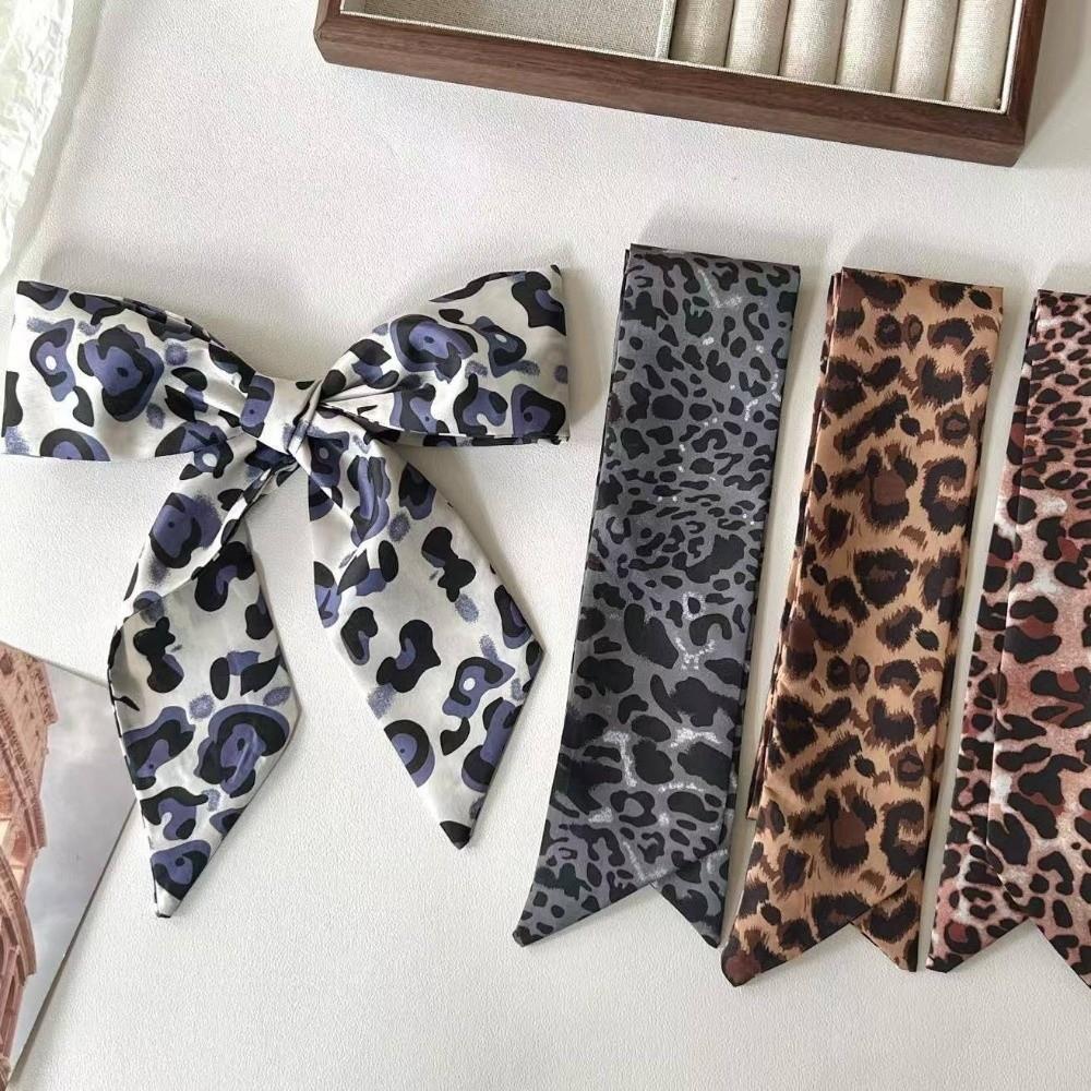 Long Small Silk Scarf Leopard Print Headscarf New Neck Scarf Bag Decoration