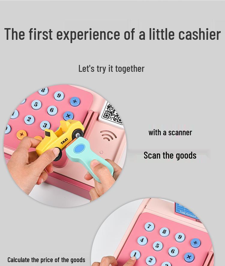 Деревянная игровая касса с монетами и считывателем карт - Когнитивная обучающая игрушка для детей