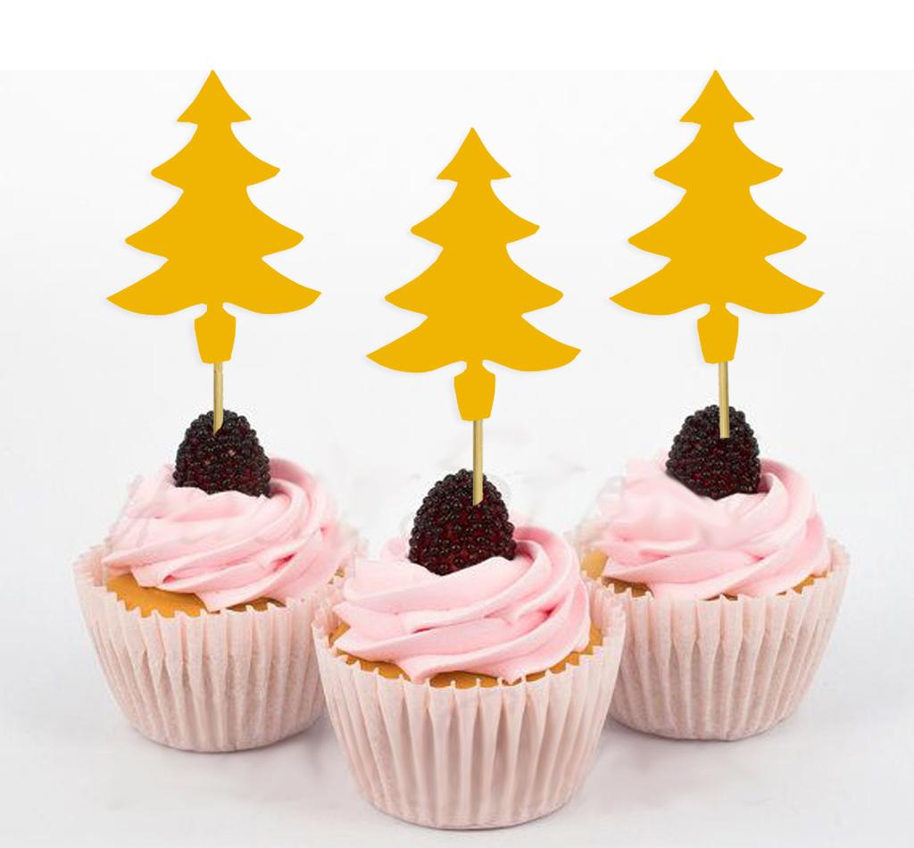 Darling Souvenir| Christmas Tree Cupcake Toppers| Dessert Decorations - Pack Of