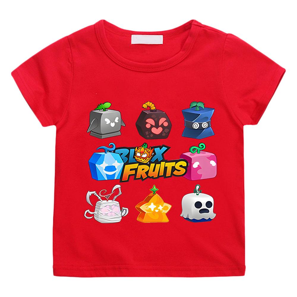 Игровая футболка Blox Fruits для детей, футболка с мультяшным принтом, модная повседневная футболка для мальчиков и девочек, летние кавайные топы с коротким рукавом
