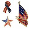 American Flag Pentagram Bow Gold Tone Crystal Brooch Lapel Pins USA Patriotic Jewelry for Women Men Coat Suit  Corsage