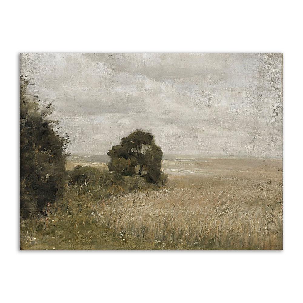 Ретро настенное искусство, скандинавская картина на холсте, настенный постер и принты, винтажное деревенское поле, пейзажное украшение, картина для гостиной