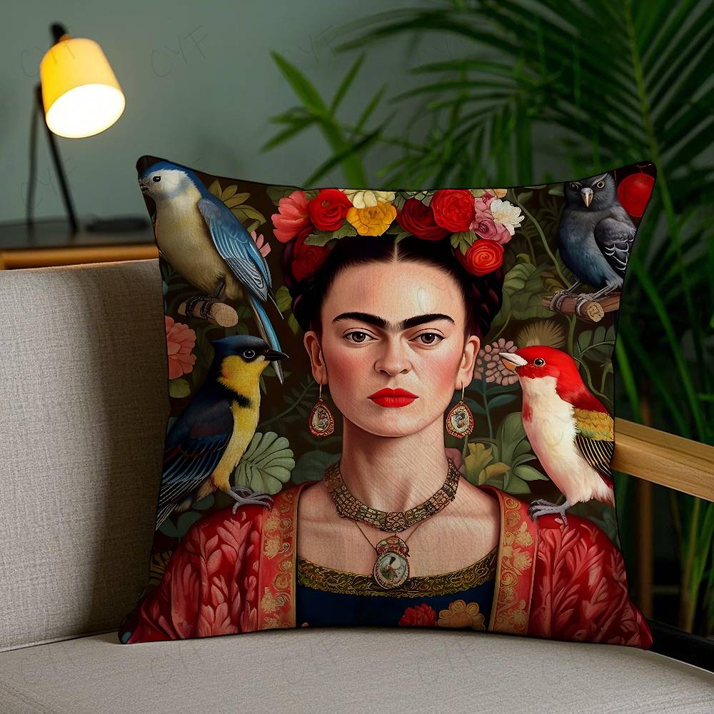 Anime F-Frida K-Kahlo Art Pillow Case Anti-Dustmite Pillowcase Invisible Zipper Silky Short Plush Sofa Cushion Cover