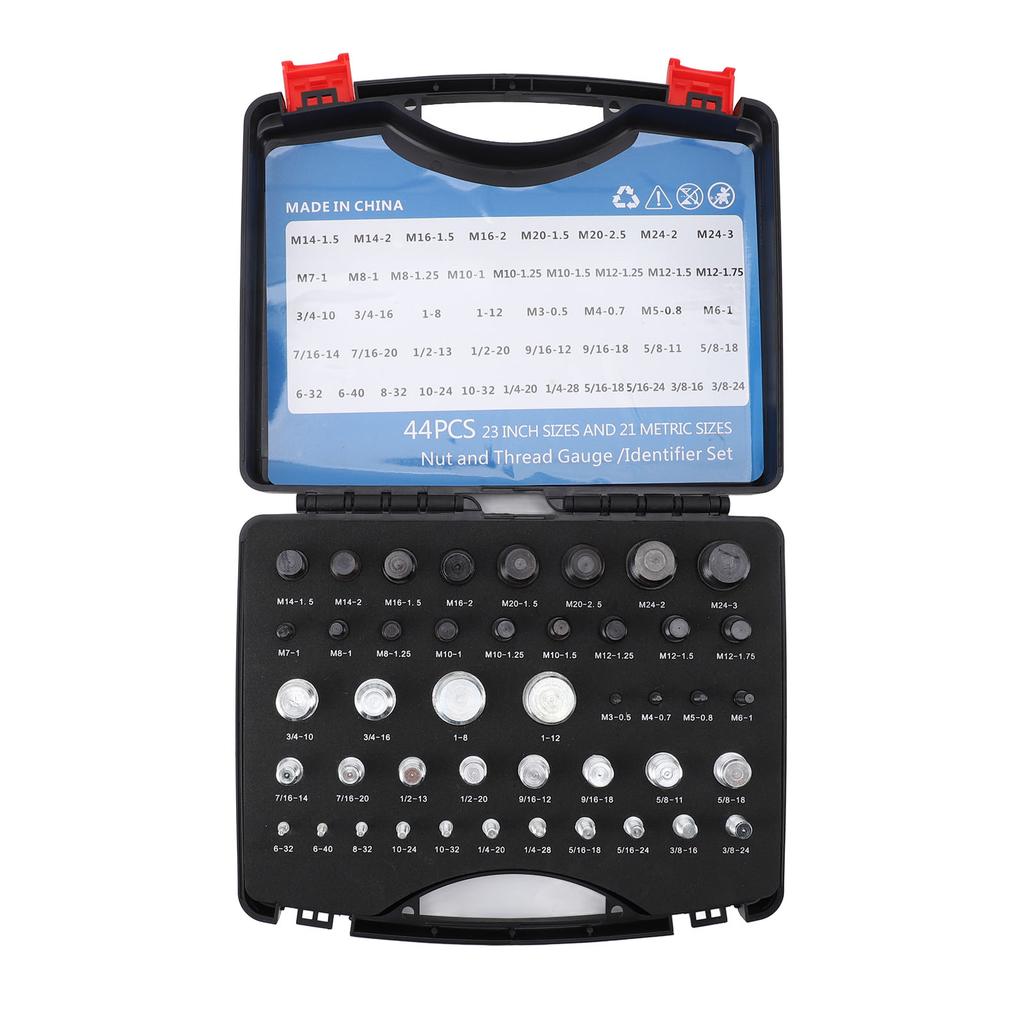 44 шт. метрические гайки и болты для проверки резьбы, дюймовые гайки и болты с футляром для проверки размера