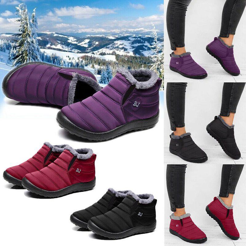 Stylish And Warm Women's Ankle Snow Boots With Fur Lining And Slip Resistant Soles