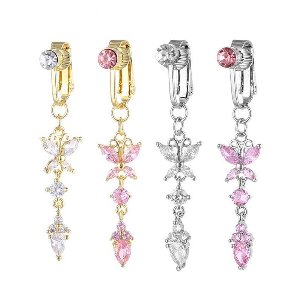 Non Piercing Clip on Belly Button Butterfly Design Navel Rings Faux Belly Piercing Body Jewelry