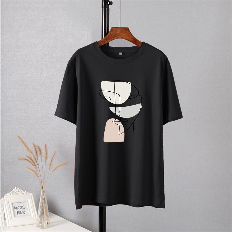 Shellsuning элегантная футболка с принтом персонажей, женские летние шикарные повседневные футболки, хлопковый джемпер, пуловер большого размера, женские топы