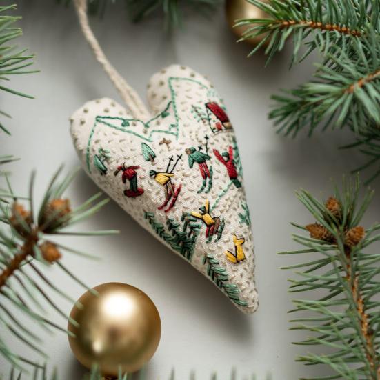 Набор для вышивания рождественского украшения, подвеска ручной работы в форме сердца, DIY украшение для подвешивания на елку, праздничная атмосфера вечеринки