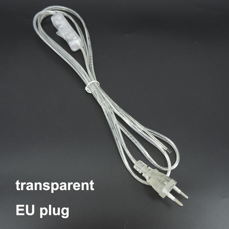 Transparent White Black UK AU EU US AC Desk Lamp Power Supply Extend Connector Adapter Cable Repair Cord Electric Switch Plug