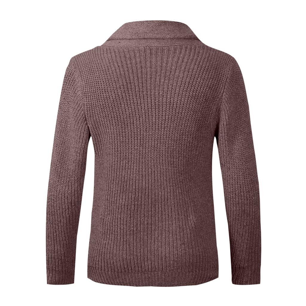 Мужской однобортный свитер с воротником-стойкой, молодежный модный повседневный свитер
