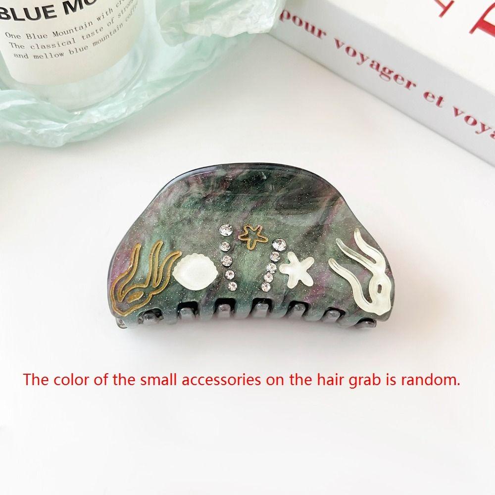 Starfish Ocean Shell  Hair Grab Hair Clip Acrylic Shark Clip Cute Rhinestone  Hair Claw  Girls