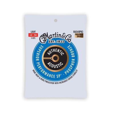 MARTIN AUTHENTIC ACOUSTIC MA540 PK3 Струны для акустической гитары, 3 комплекта, Легкие, .012-.054