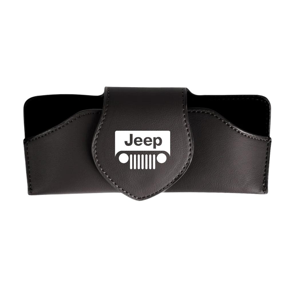 Protective Leather Car Sun Visor Sunglasses Case for Jeep Renegade Wrangler JK JL All Models Eyeglasses Holder Auto Accessories AMN1